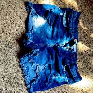 Ripped jean shorts